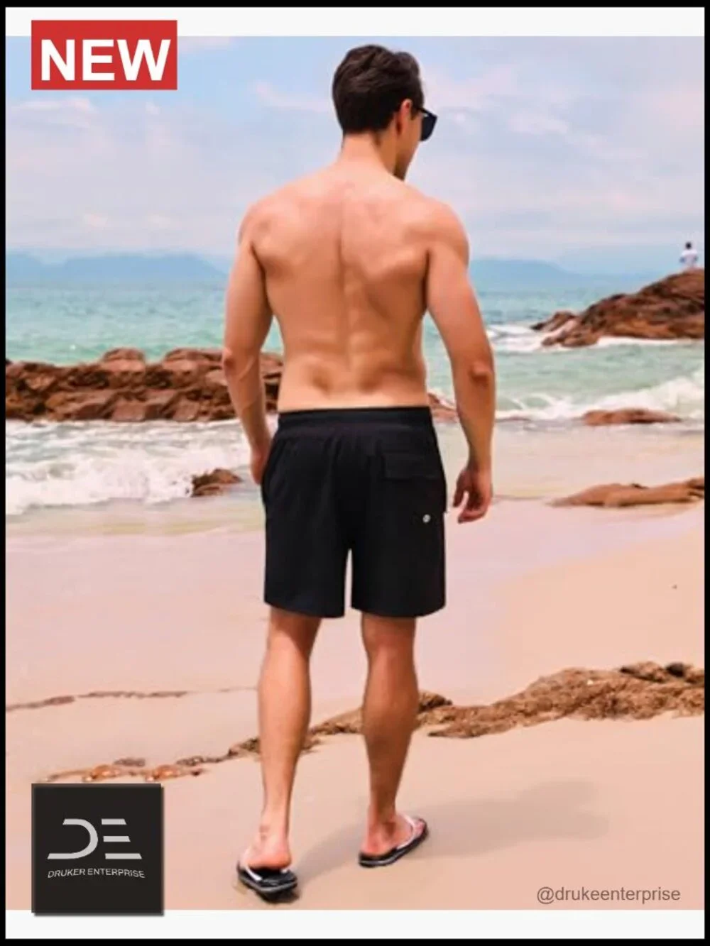 Mens Swim Trunks with Compression Liner 2 in 1 Quick-Dry Zipper Pockets